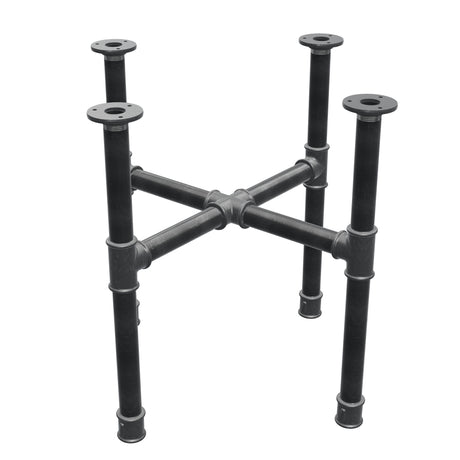 Base de mesa de centro, pés em cruz, ferro fundido e aço Ø 34 mm, 56 × 56 cm, altura 52 cm