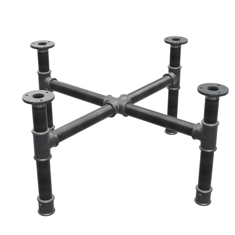 Base de mesa de centro, pés em cruz, ferro fundido e aço Ø 34 mm, 66 × 66 cm, altura 32 cm