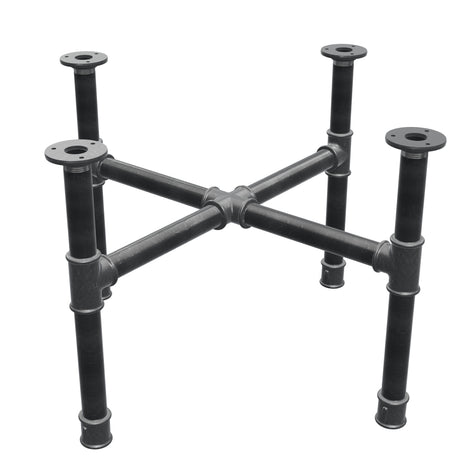 Base de mesa de centro, pés em cruz, ferro fundido e aço Ø 34 mm, 66 × 66 cm, altura 42 cm