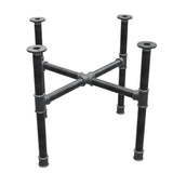 Base de mesa de centro, pés em cruz, ferro fundido e aço Ø 34 mm, 66 × 66 cm, altura 52 cm