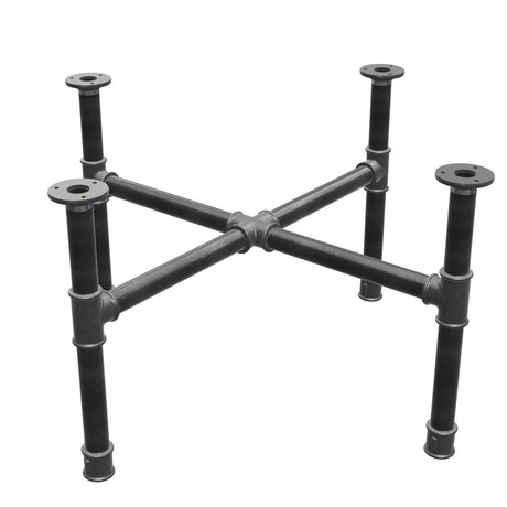 Base de mesa de centro, pés em cruz, ferro fundido e aço Ø 34 mm, 76 × 76 cm, altura 42 cm