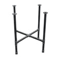Base de mesa de jantar, pés em cruz, ferro fundido e aço Ø 34 mm, 76 × 76 cm, altura 75 cm