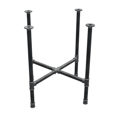 Base de mesa de jantar, pés em cruz, ferro fundido e aço Ø 34 mm, 76 × 76 cm, altura 75 cm