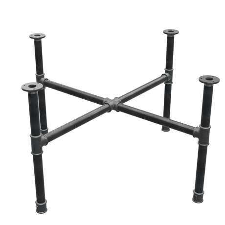 Base de mesa de centro, pés em cruz, ferro fundido e aço Ø 34 mm, 96 × 96 cm, altura 52 cm