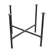 Base de mesa de jantar, pés em cruz, ferro fundido e aço Ø 34 mm, 96 × 96 cm, altura 75 cm