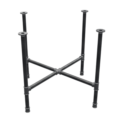 Base de mesa de jantar, pés em cruz, ferro fundido e aço Ø 34 mm, 96 × 96 cm, altura 75 cm