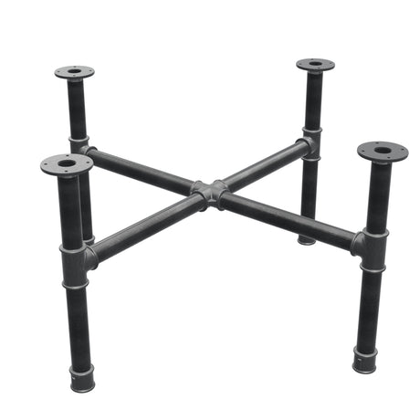 Base de mesa de centro, pés em cruz, ferro fundido e aço Ø 42 mm, 101 × 101 cm, altura 54 cm