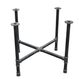 Base de mesa de jantar, pés em cruz, ferro fundido e aço Ø 42 mm, 101 × 101 cm, altura 74 cm