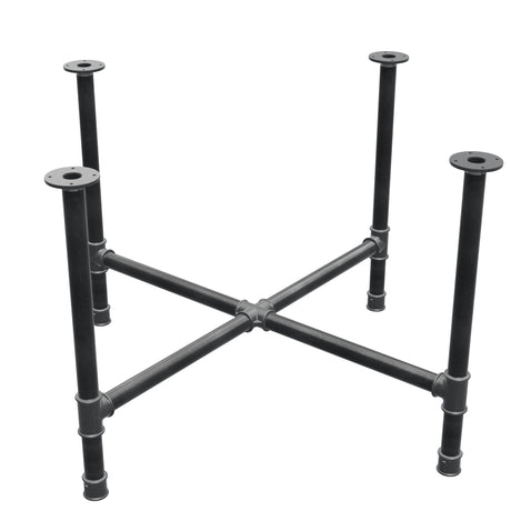 Base de mesa de jantar, pés em cruz, ferro fundido e aço Ø 42 mm, 121 × 121 cm, altura 74 cm