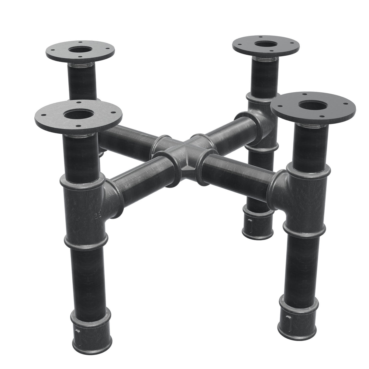 Base de mesa de centro, pés em cruz, ferro fundido e aço Ø 42 mm, 51 × 51 cm, altura 34 cm
