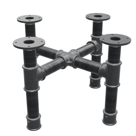 Base de mesa de centro, pés em cruz, ferro fundido e aço Ø 42 mm, 51 × 51 cm, altura 34 cm