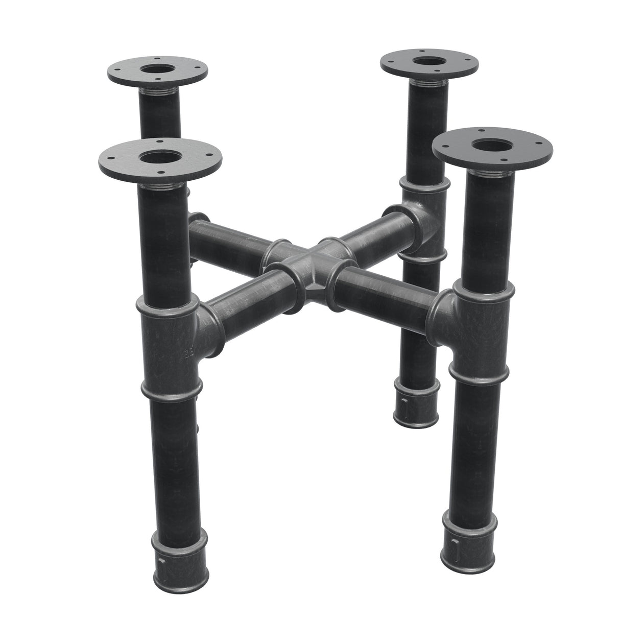 Base de mesa de centro, pés em cruz, ferro fundido e aço Ø 42 mm, 51 × 51 cm, altura 44 cm