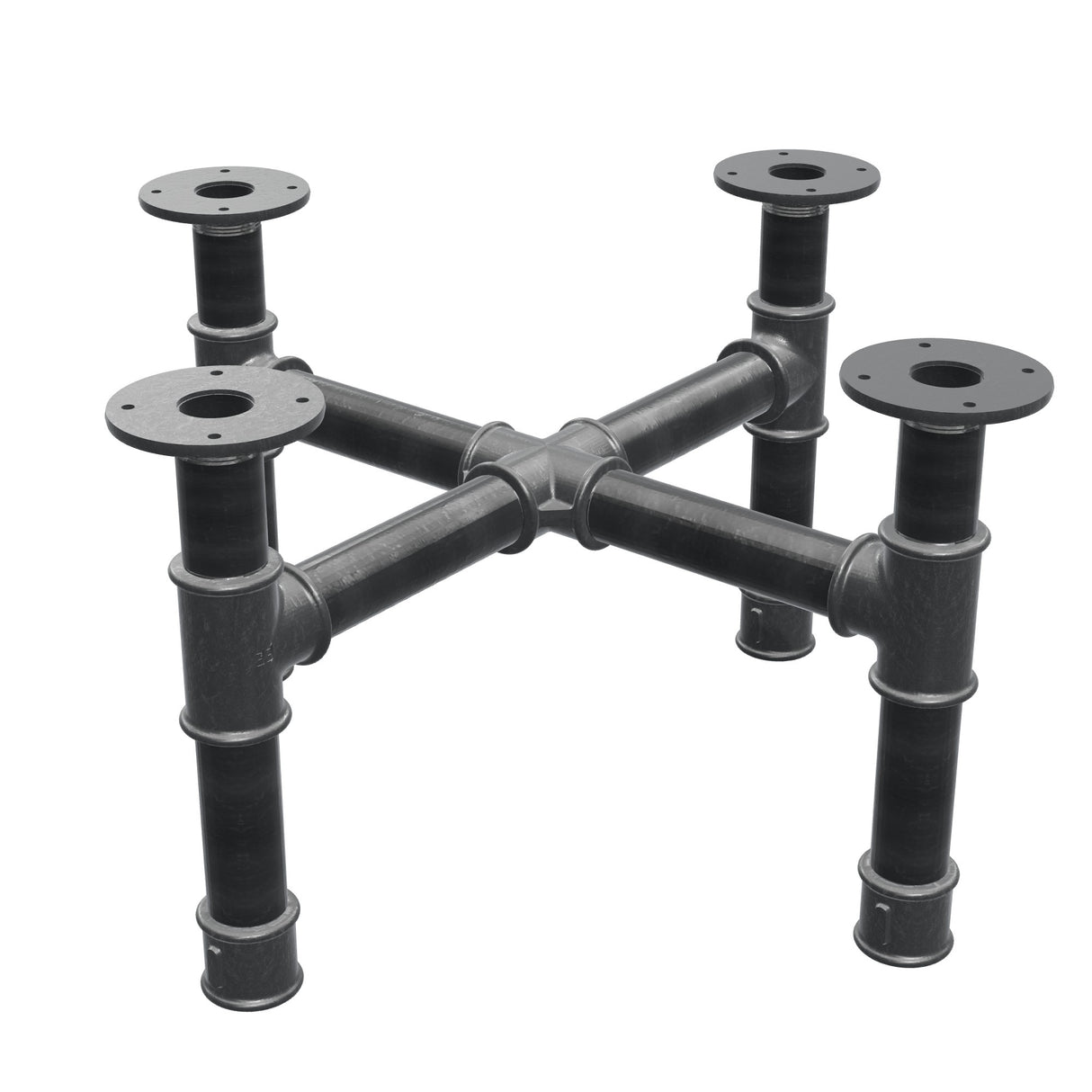 Base de mesa de centro, pés em cruz, ferro fundido e aço Ø 42 mm, 61 × 61 cm, altura 34 cm