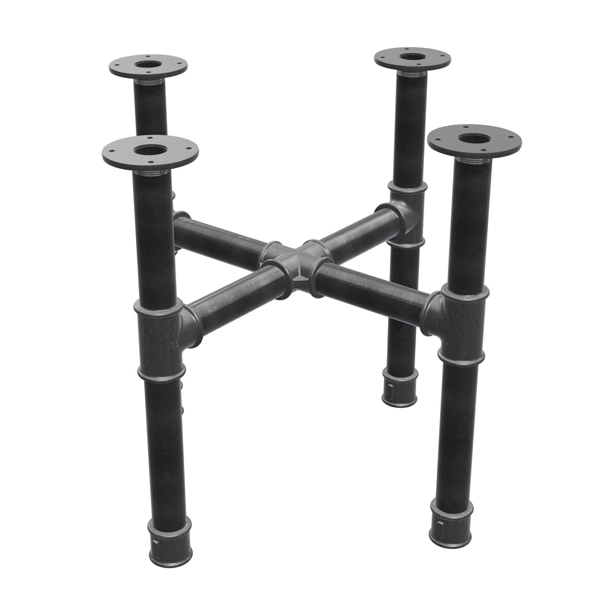 Base de mesa de centro, pés em cruz, ferro fundido e aço Ø 42 mm, 61 × 61 cm, altura 54 cm