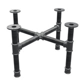 Base de mesa de centro, pés em cruz, ferro fundido e aço Ø 42 mm, 71 × 71 cm, altura 44 cm