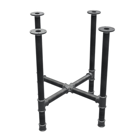 Base de mesa de jantar, pés em cruz, ferro fundido e aço Ø 42 mm, 71 × 71 cm, altura 74 cm