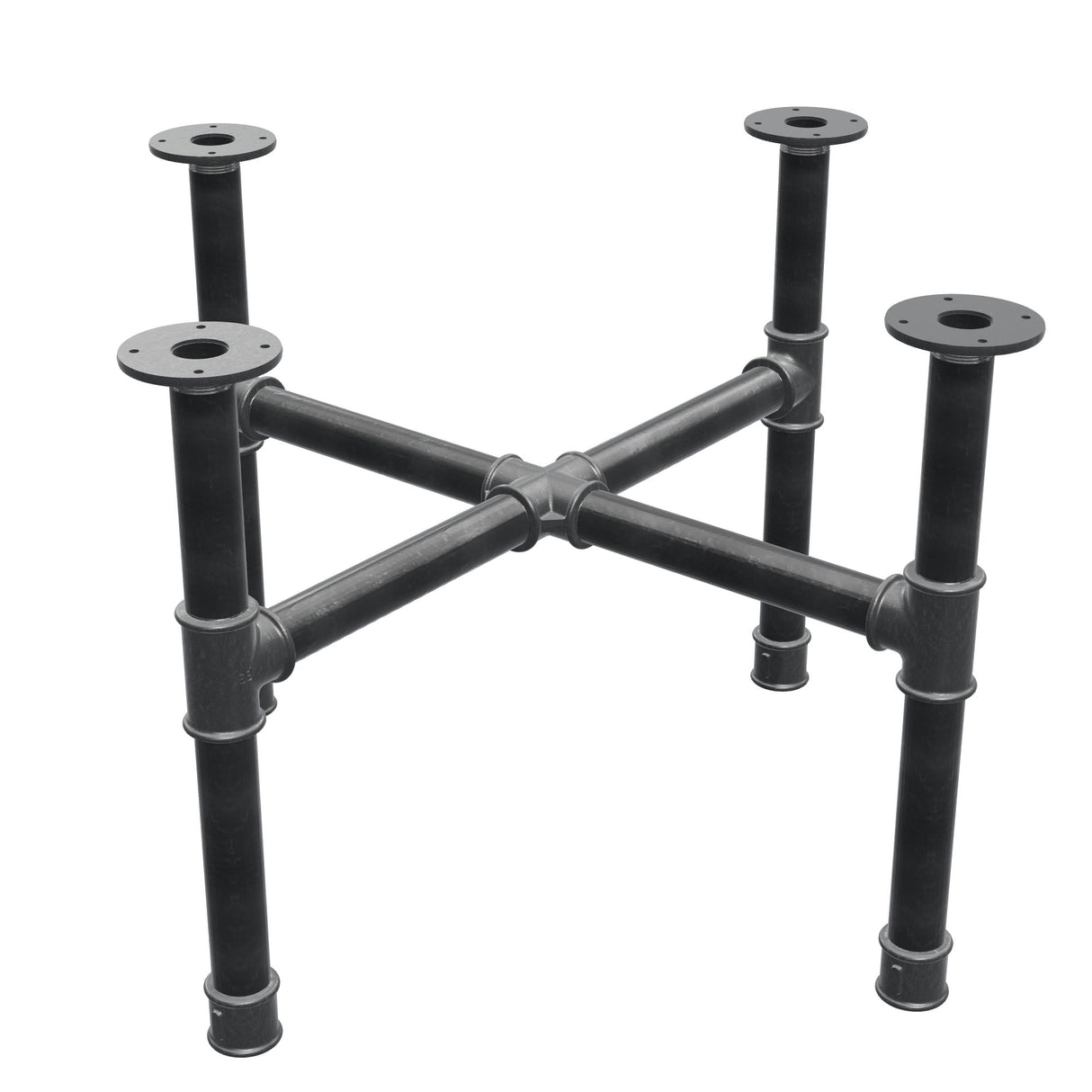 Base de mesa de centro, pés em cruz, ferro fundido e aço Ø 42 mm, 81 × 81 cm, altura 54 cm