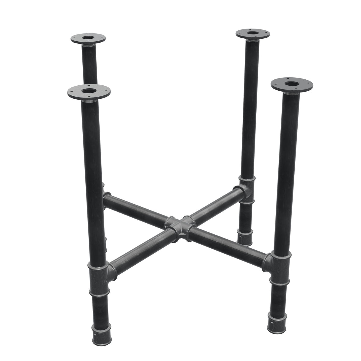 Base de mesa de jantar, pés em cruz, ferro fundido e aço Ø 42 mm, 81 × 81 cm, altura 74 cm