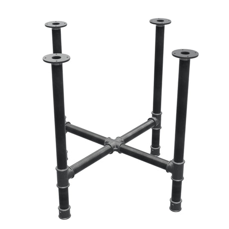 Base de mesa de jantar, pés em cruz, ferro fundido e aço Ø 42 mm, 81 × 81 cm, altura 74 cm