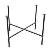 Base de mesa de jantar, pés em cruz, ferro fundido e aço Ø 27 mm, 115 × 115 cm, altura 74 cm