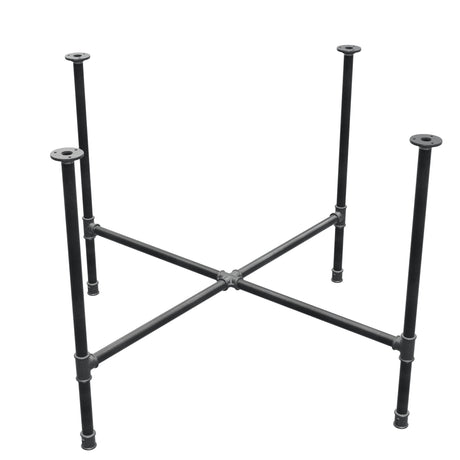 Base de mesa de jantar, pés em cruz, ferro fundido e aço Ø 27 mm, 115 × 115 cm, altura 74 cm