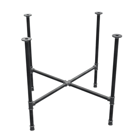Base de mesa de jantar, pés em cruz, ferro fundido e aço Ø 27 mm, 95 × 95 cm, altura 74 cm