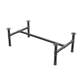 Base de mesa de centro, estrutura em H, ferro fundido e aço Ø 34 mm, 102 × 56 cm, altura 32 cm