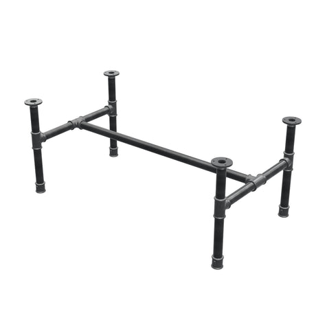 Base de mesa de centro, estrutura em H, ferro fundido e aço Ø 34 mm, 102 × 56 cm, altura 42 cm