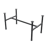 Base de mesa de centro, estrutura em H, ferro fundido e aço Ø 34 mm, 102 × 56 cm, altura 52 cm