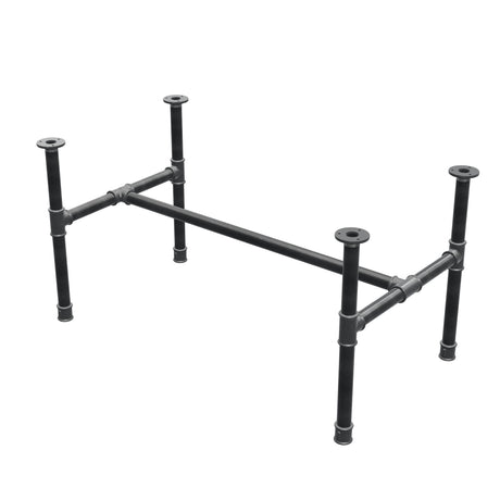 Base de mesa de centro, estrutura em H, ferro fundido e aço Ø 34 mm, 102 × 56 cm, altura 52 cm