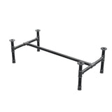 Base de mesa de centro, estrutura em H, ferro fundido e aço Ø 34 mm, 112 × 56 cm, altura 32 cm