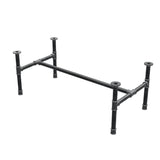 Base de mesa de centro, estrutura em H, ferro fundido e aço Ø 34 mm, 112 × 56 cm, altura 42 cm