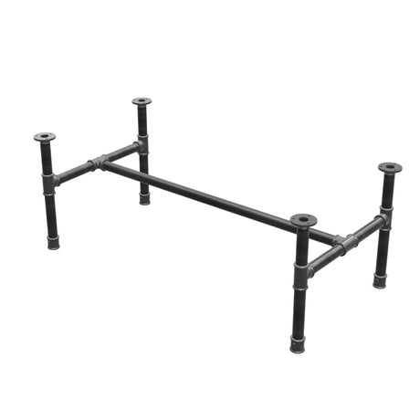 Base de mesa de centro, estrutura em H, ferro fundido e aço Ø 34 mm, 112 × 56 cm, altura 42 cm
