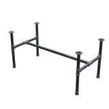 Base de mesa de centro, estrutura em H, ferro fundido e aço Ø 34 mm, 112 × 56 cm, altura 52 cm