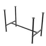 Base de mesa de jantar, estrutura em H, ferro fundido e aço Ø 34 mm, 112 × 56 cm, altura 75 cm
