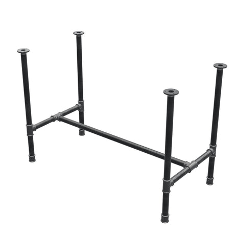 Base de mesa de jantar, estrutura em H, ferro fundido e aço Ø 34 mm, 112 × 56 cm, altura 75 cm