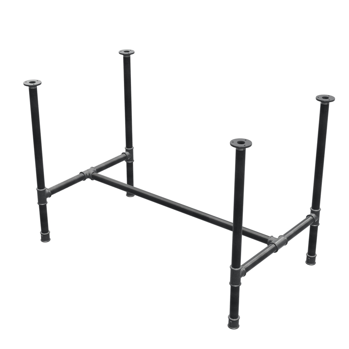 Base de mesa de jantar, estrutura em H, ferro fundido e aço Ø 34 mm, 112 × 66 cm, altura 75 cm