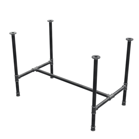 Base de mesa de jantar, estrutura em H, ferro fundido e aço Ø 34 mm, 112 × 66 cm, altura 75 cm