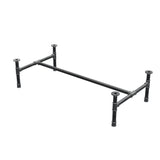 Base de mesa de centro, estrutura em H, ferro fundido e aço Ø 34 mm, 132 × 66 cm, altura 32 cm