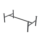 Base de mesa de centro, estrutura em H, ferro fundido e aço Ø 34 mm, 132 × 66 cm, altura 42 cm