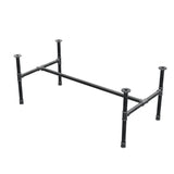 Base de mesa de centro, estrutura em H, ferro fundido e aço Ø 34 mm, 132 × 66 cm, altura 52 cm