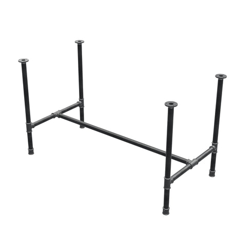 Base de mesa de jantar, estrutura em H, ferro fundido e aço Ø 34 mm, 132 × 66 cm, altura 75 cm