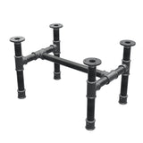 Base de mesa de centro, estrutura em H, ferro fundido e aço Ø 34 mm, 52 × 36 cm, altura 32 cm