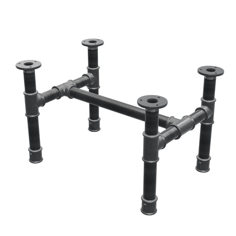 Base de mesa de centro, estrutura em H, ferro fundido e aço Ø 34 mm, 52 × 36 cm, altura 32 cm