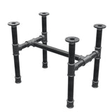 Base de mesa de centro, estrutura em H, ferro fundido e aço Ø 34 mm, 52 × 36 cm, altura 42 cm