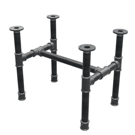 Base de mesa de centro, estrutura em H, ferro fundido e aço Ø 34 mm, 52 × 36 cm, altura 42 cm