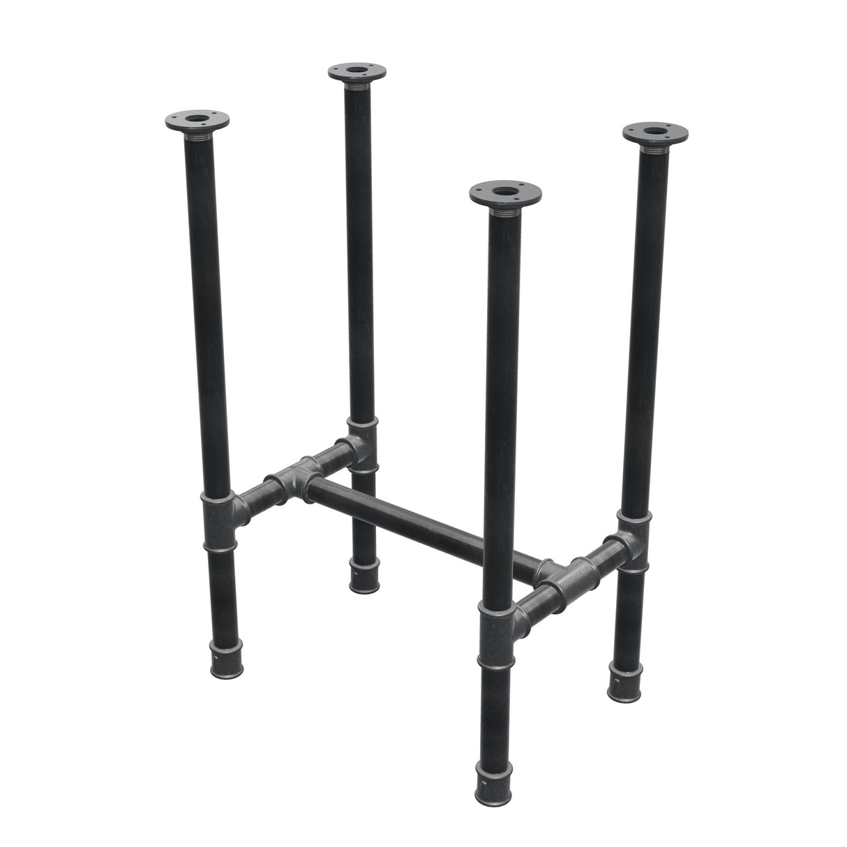 Base de mesa de jantar, estrutura em H, ferro fundido e aço Ø 34 mm, 52 × 36 cm, altura 75 cm