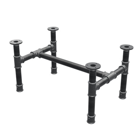 Base de mesa de centro, estrutura em H, ferro fundido e aço Ø 34 mm, 62 × 40 cm, altura 32 cm