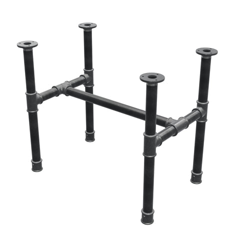 Base de mesa de centro, estrutura em H, ferro fundido e aço Ø 34 mm, 62 × 40 cm, altura 52 cm