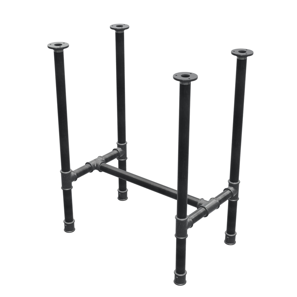 Base de mesa de jantar, estrutura em H, ferro fundido e aço Ø 34 mm, 62 × 40 cm, altura 75 cm